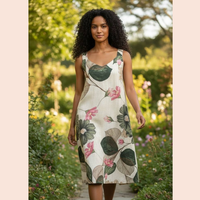 Blue Flowers Linen Dress