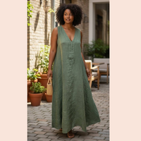 Blue Flowers Linen Dress
