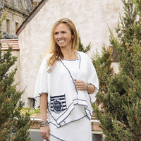 White and Navy Pénélope Cape