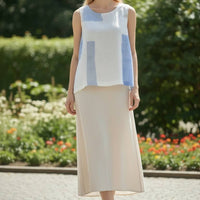 Camisole en Lin Bleue et Blanche