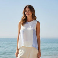 Camisole en Lin Bleue et Blanche
