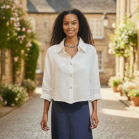 Short White Linen Top