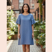 Blue Flowers Linen Dress