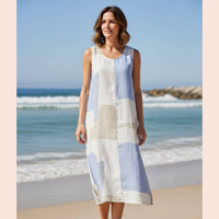 Robe Lin Bleue et Blanche