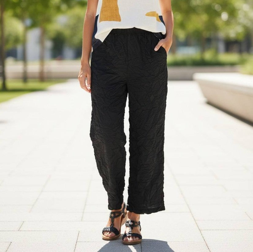Pantalon Noir Froissé