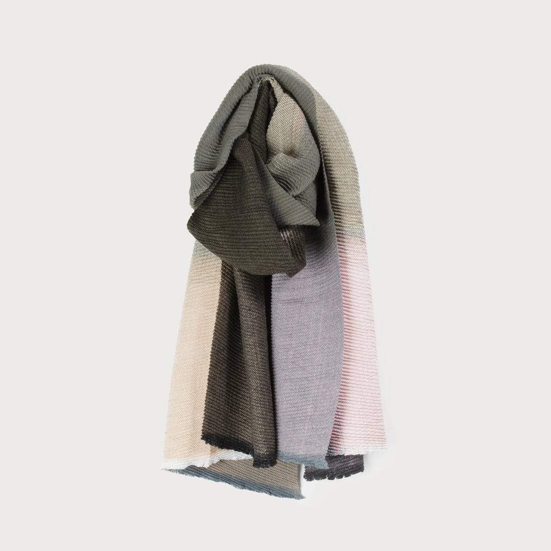 Foulard Automnal Vert, Rose et Gris