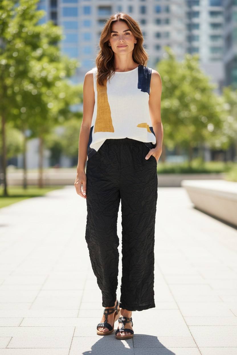 Camisole en Lin Bloc Multi