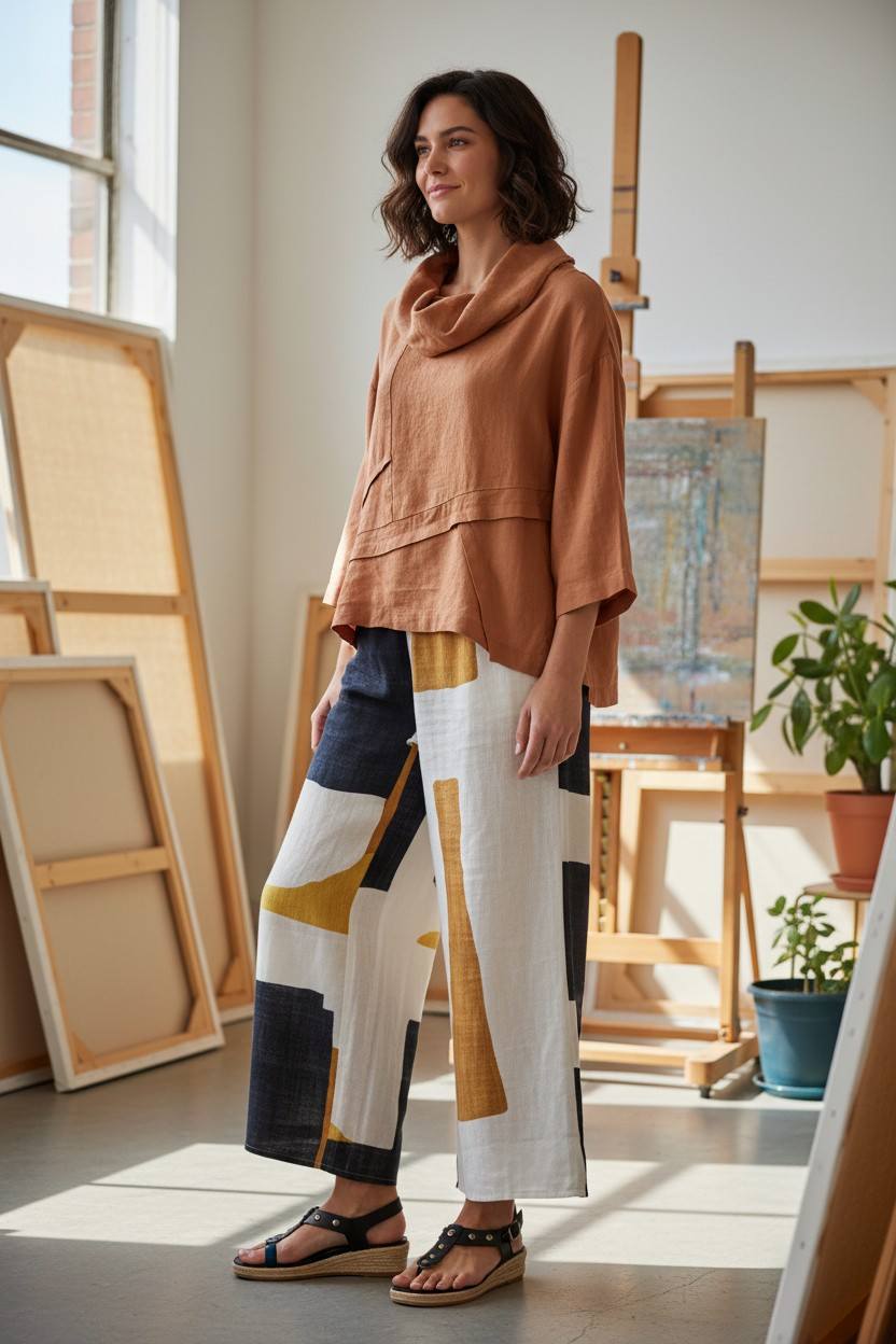 Chemisier en Lin Ocre