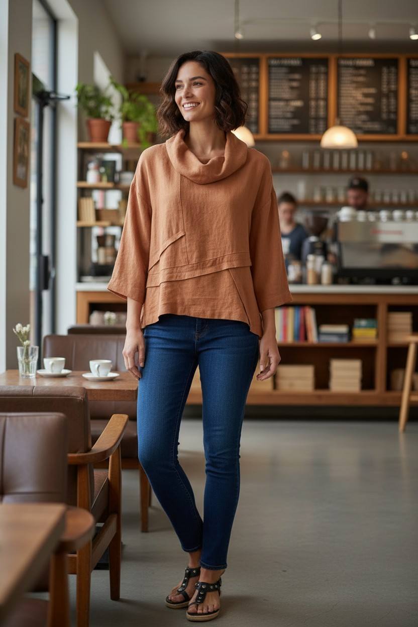 Chemisier en Lin Ocre