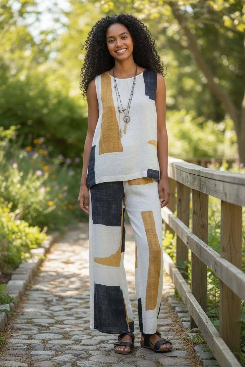 Camisole en Lin Bloc Multi