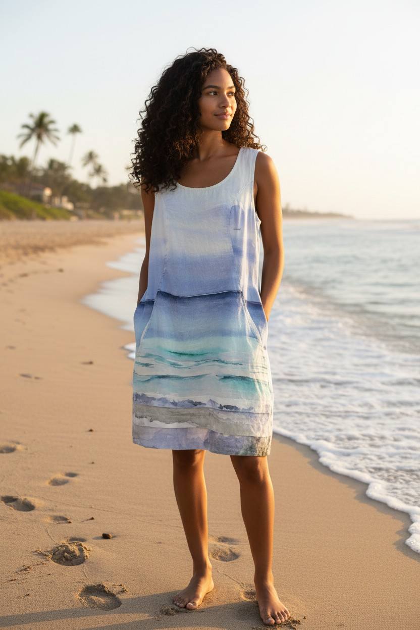 Robe en Lin Aqua