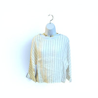 Navy Stripped White Linen Top