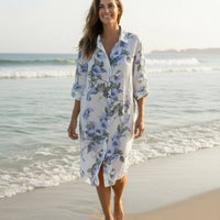 Floral Linen Button Down Dress