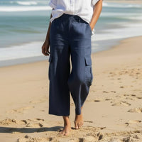 Pantalon en Lin Bleu