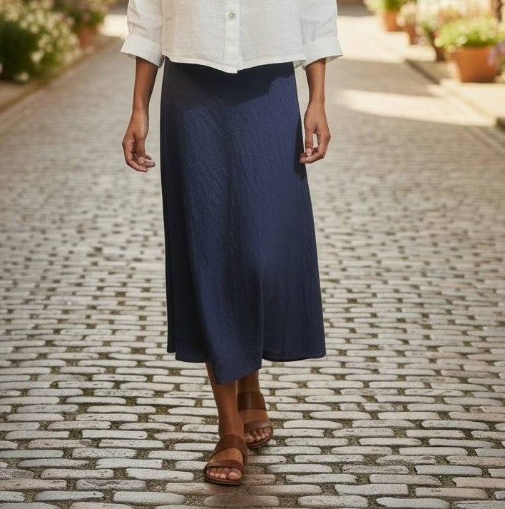 Navy Linen Skirt