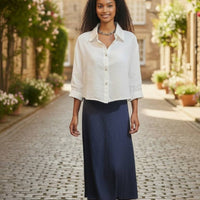 Navy Linen Skirt