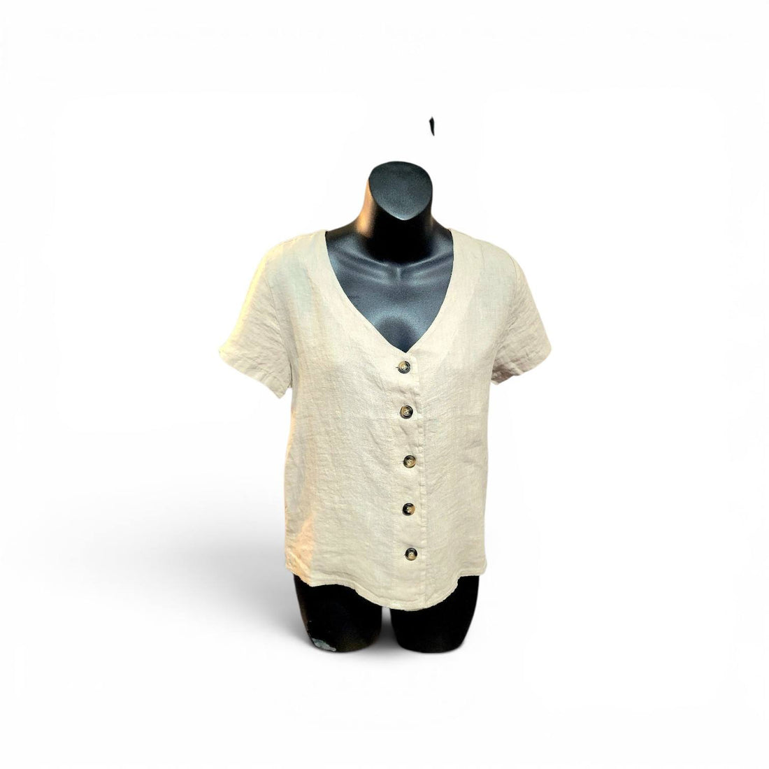 Chemisier Manches Courtes en Lin Beige