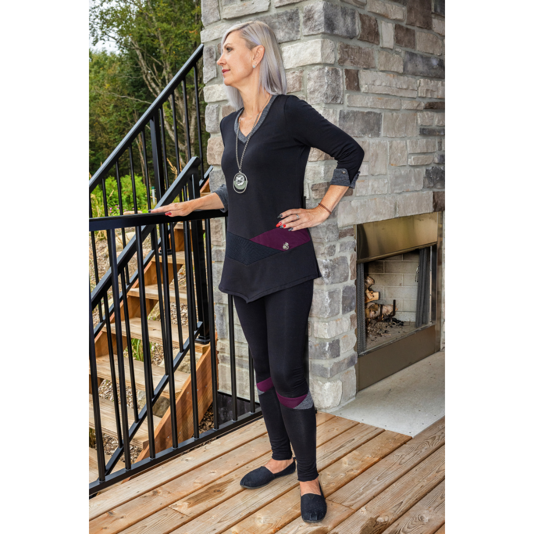 The Black and Burgundy Cloutier Leggings