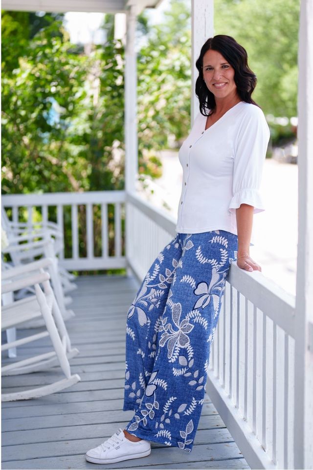 Blue and White Coco Palazo