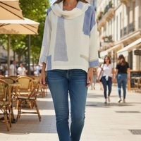 Chemisier en Lin Bleu et Blanc