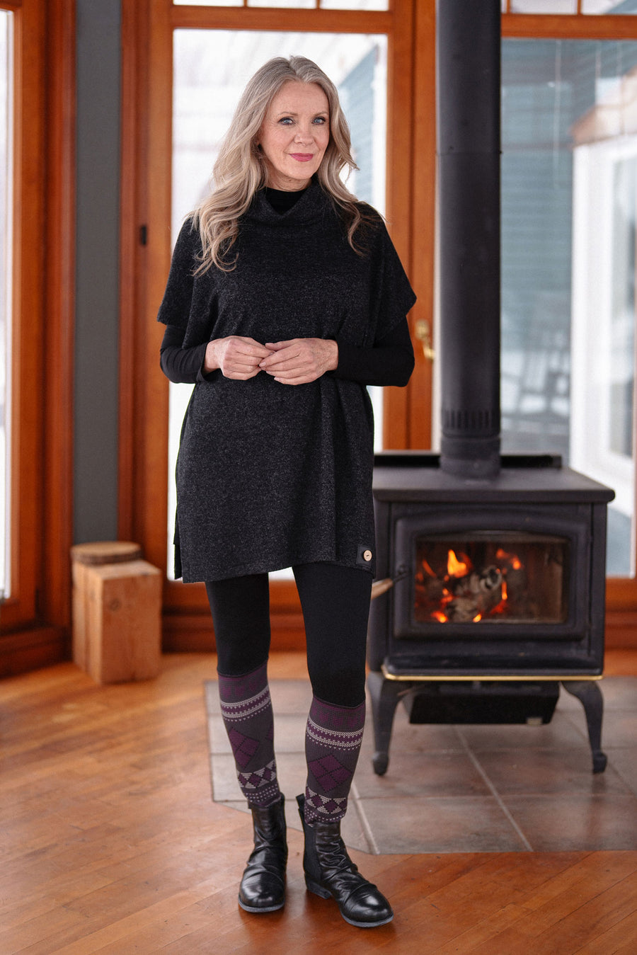 Charcoal Borduas Poncho-Tunic