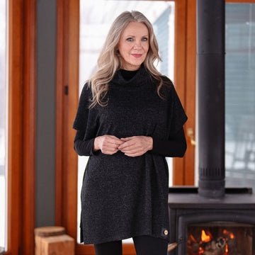 Charcoal Borduas Poncho-Tunic